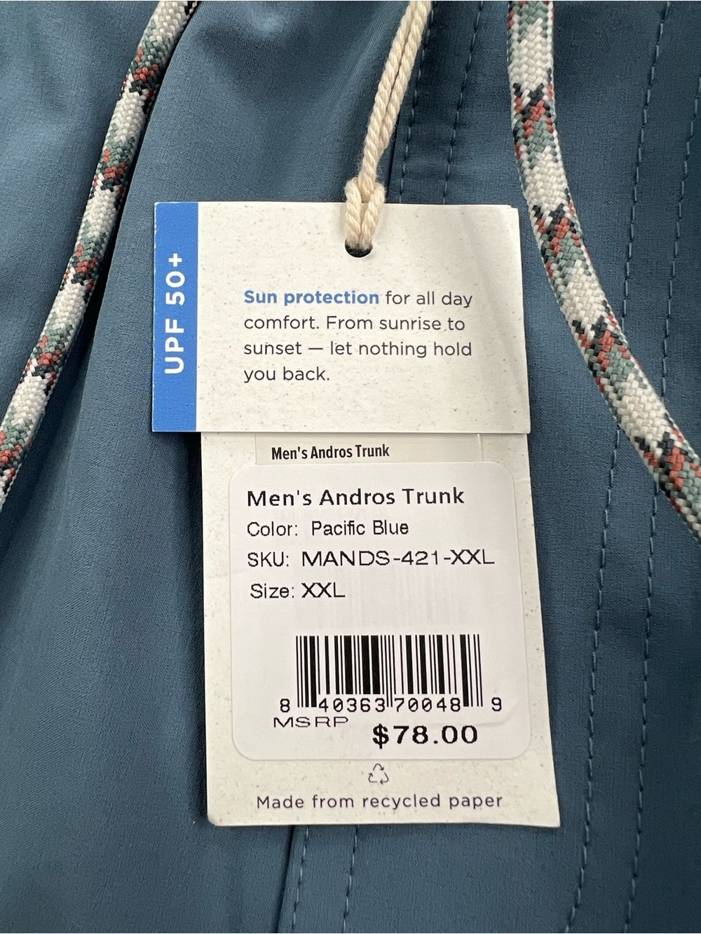 FREE FLY MENS ANDROS SWIM TRUNKS PACIFIC BLUE UPF 50+ - Picture 7 of 7